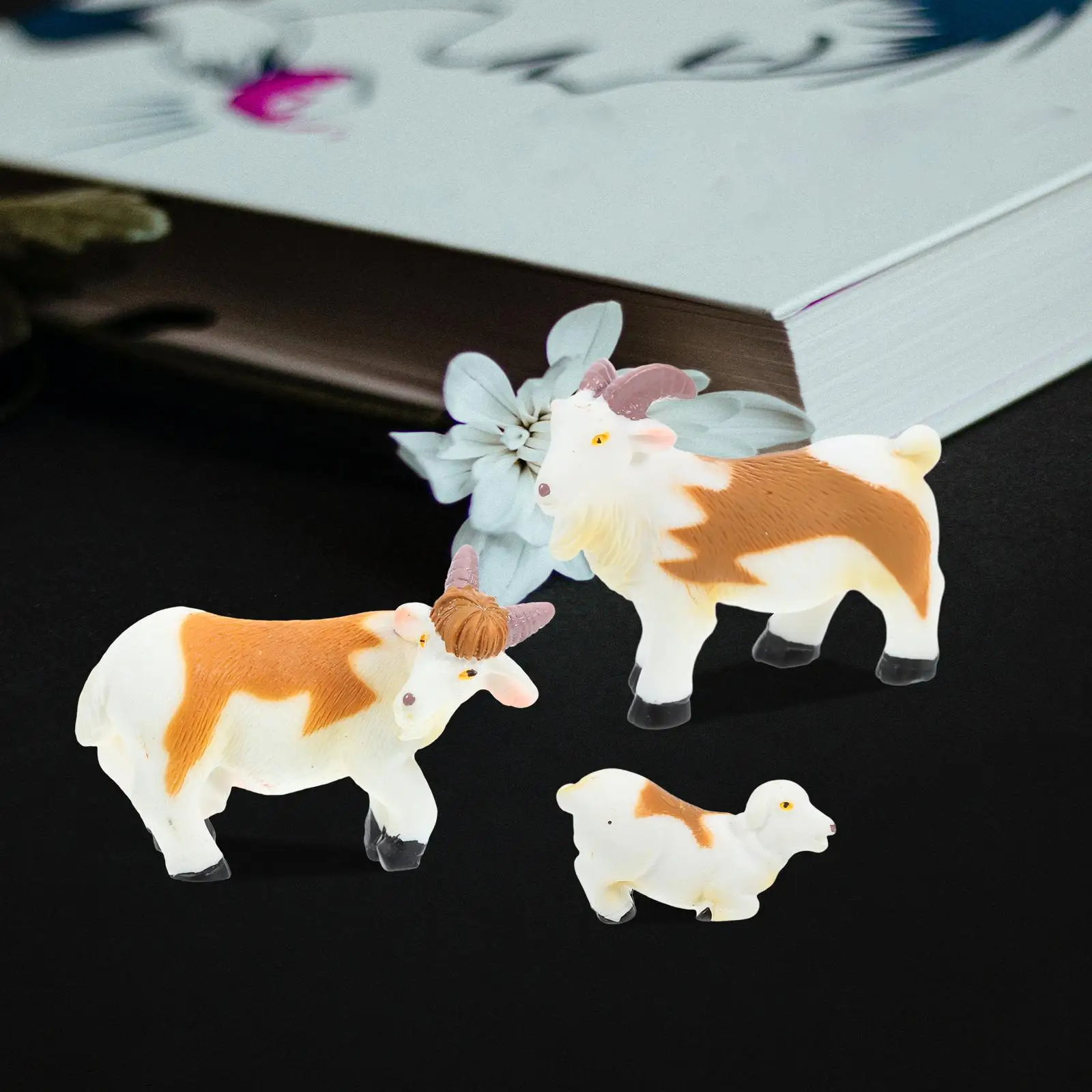 3 pezzi figurine da tavolo decorazioni in resina decorazioni per cartoni animati per mini giardino da tavolo figurine di pecora torta di una casa