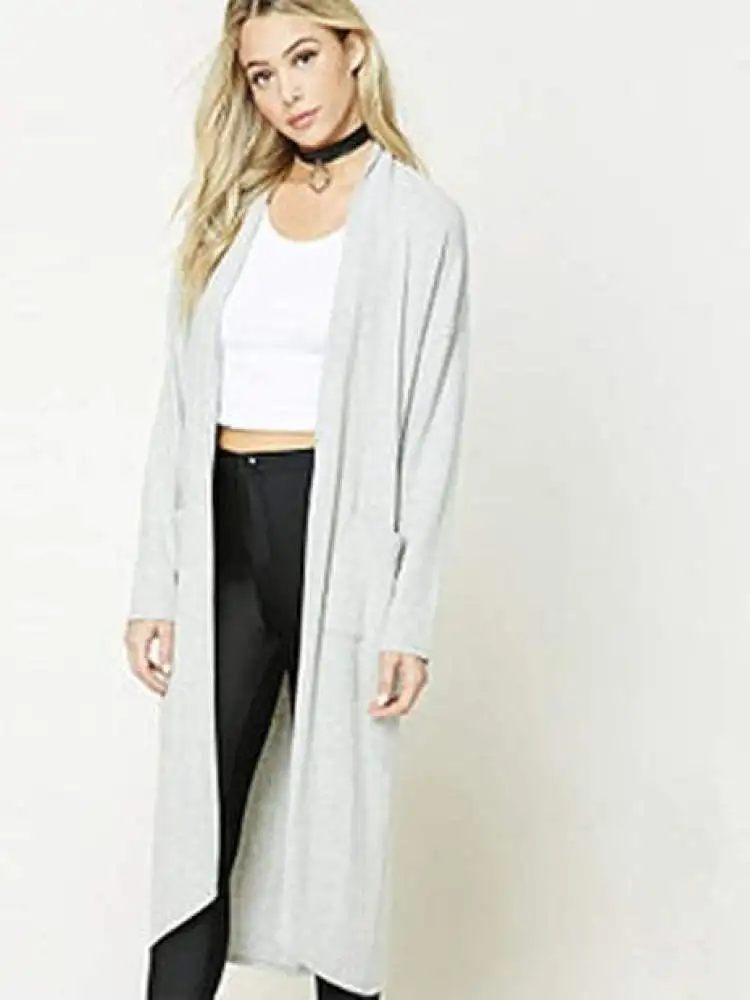 

Long Knitted Cotton Open Cardigan Loose Korean Sle Women's Sweater Spring Autumn Street Sle Medium Length 2025