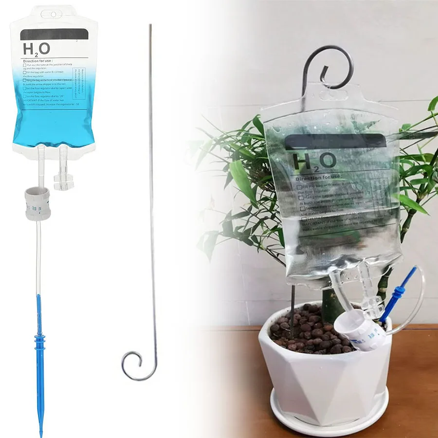 350ML Plant Water Bag Kit Irrigation Drip Bag with Metal Hooks Self Watering Devices and Adjustable Water Outlet Speed Plant