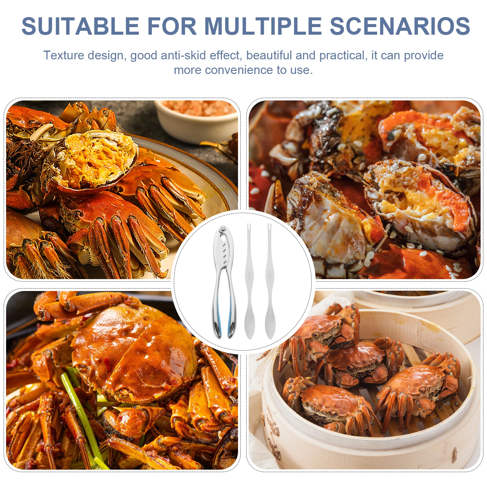 

Crab Needle Shell Peeler Kitchen Utensils Handheld Clip Zinc Alloy Smooth Edge Design Crab Opener Clamp Seafood Tools