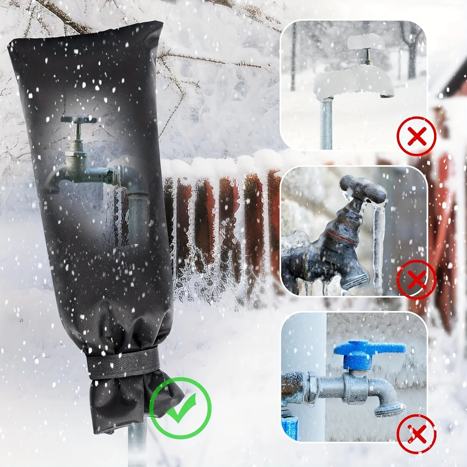 1pc Faucet Cover Heavy-Duty Water Pipe with Easy Snap-Fit/Threaded Connection for Garden Hose Bib,Lawn Sprinkler & Fire Hydrant