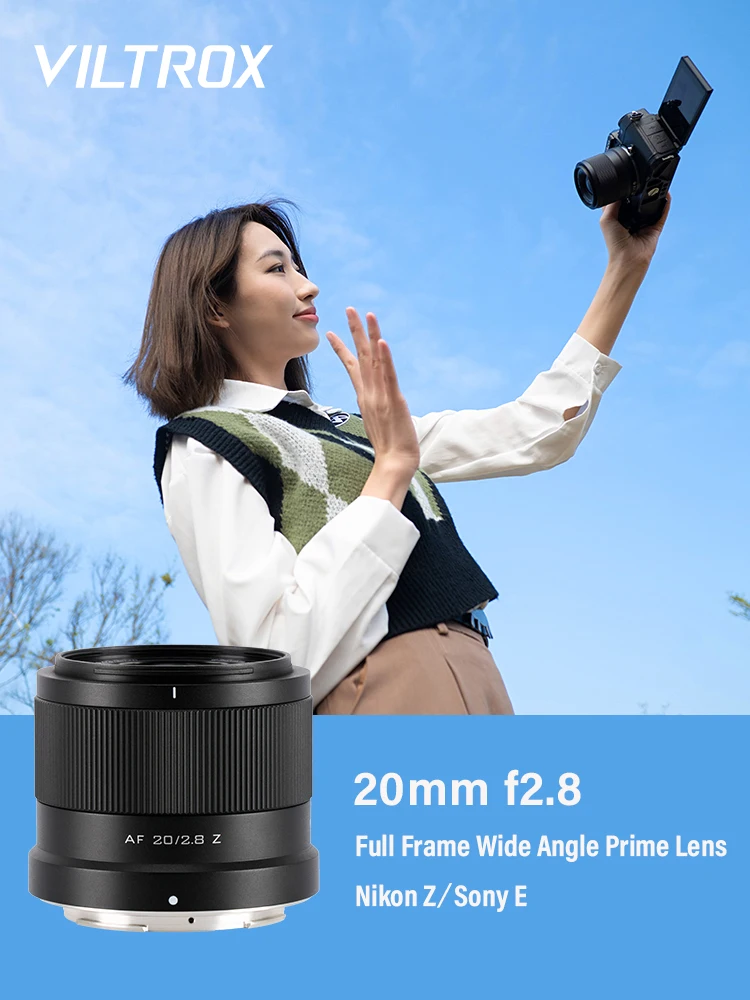 VILTROX 20mm F2.8 Sony E Camera Lens Wide Angle Large Aperture Auto Focus Full Frame Prime Lens VLOG Lens For Sony E Mount