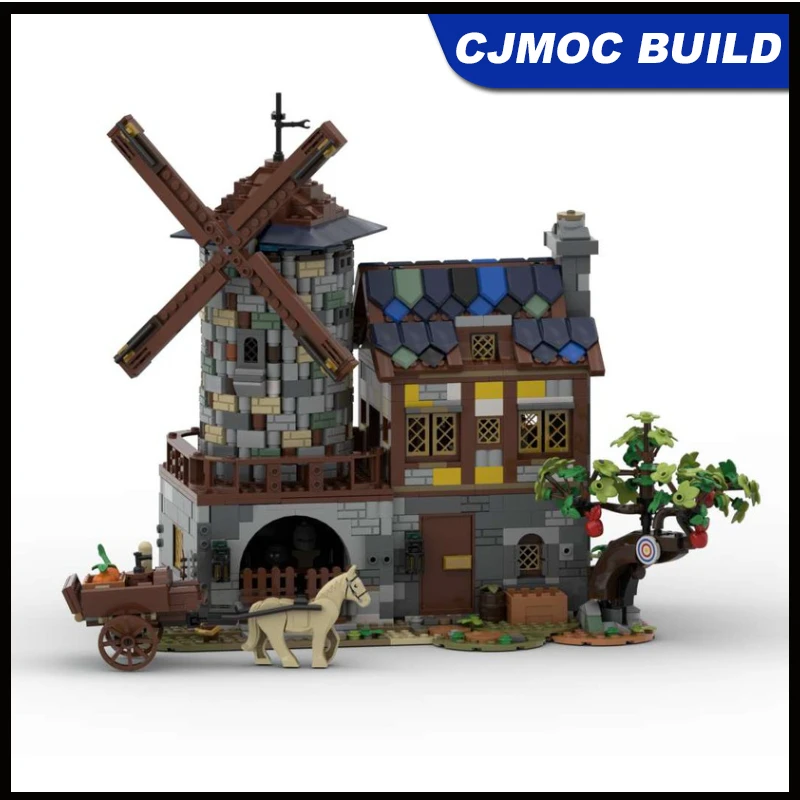 

1675PCS MOC Medieval Castle Motorized Windmill with Power Functions Building Blocks DIY Assembling Brick Toys MOC-131416