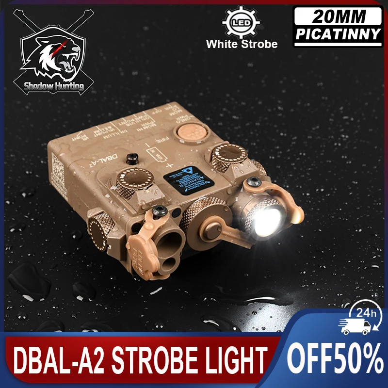 

WADSN DBAL-A2 Flashlight White LED Strobe Light No Laser Version Hunting Scout Lights NO IR Fit 20MM Rail Picatinny QD Mount