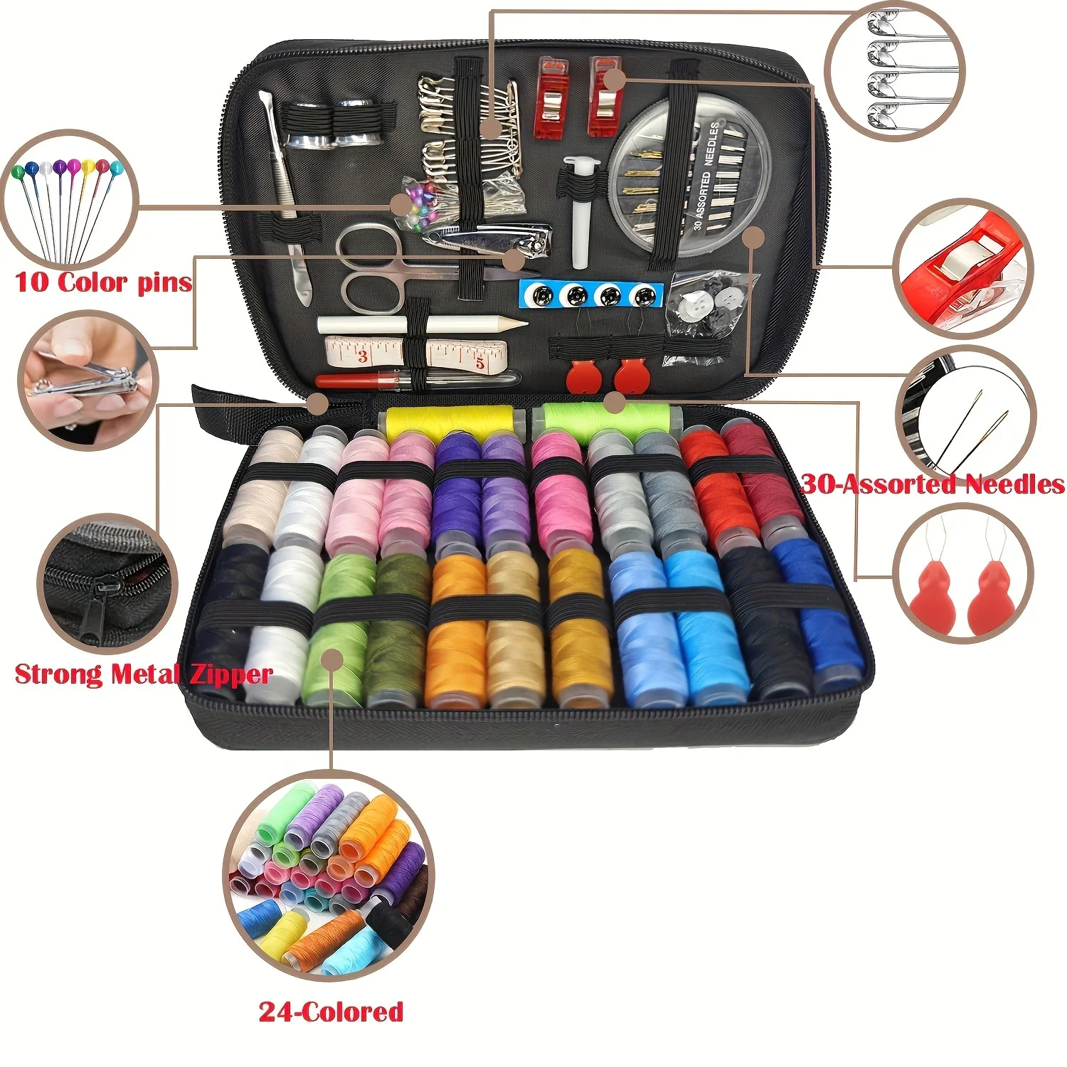 67/128pcs Sewing Kit With Sewing Supplies And Accessories 24-Color Threads, Needle And Thread Kit Products For Small Fixes, Basi