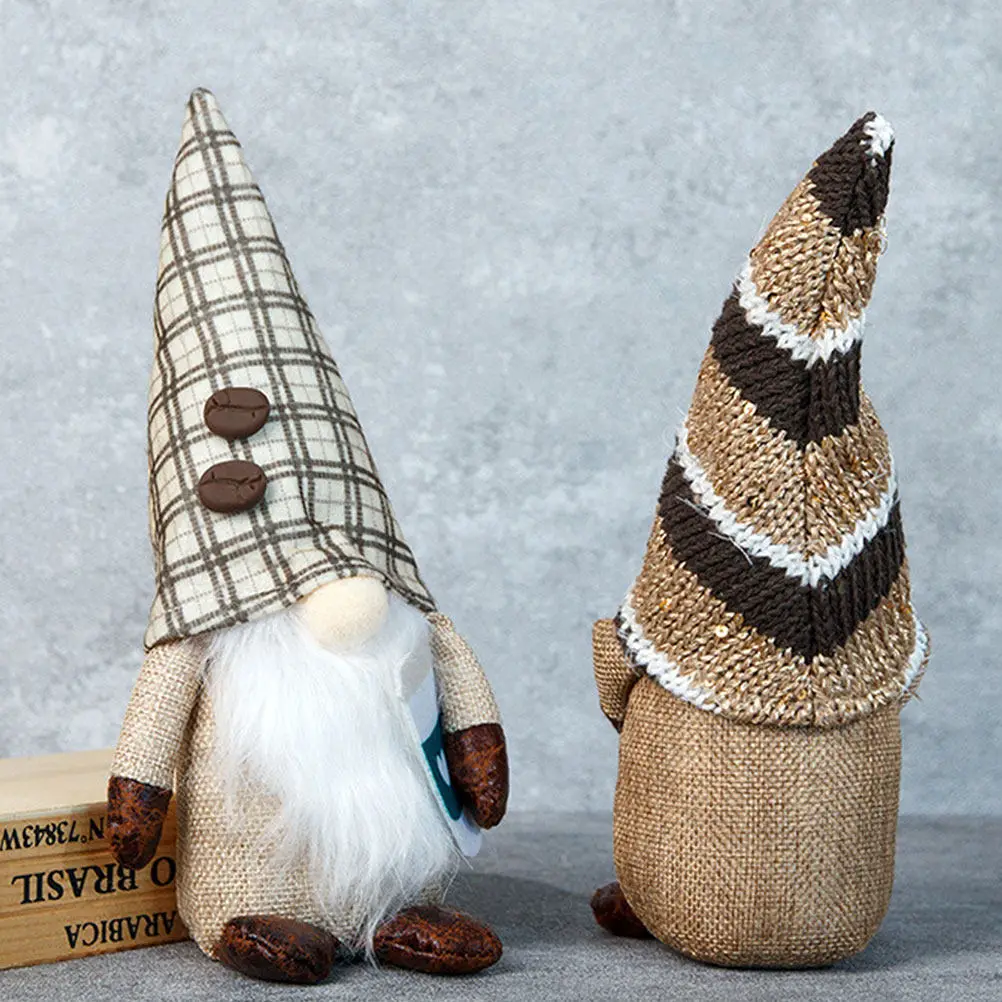 

2Pcs Coffee Gnome Cartoon Festival Decoration Desktop Ornament Holiday Table Decor Party Home Accent Coffee Gnome
