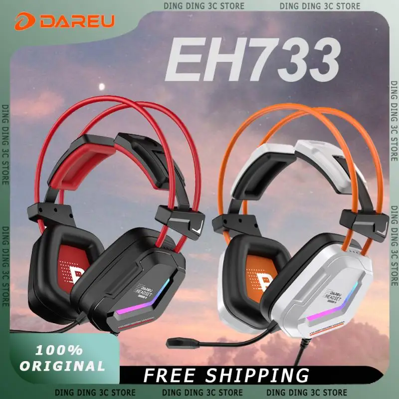 Dareu EH733 Wired Earphones with ENC Noise Cancelling long Microphone Low Latency Ergonomic Lightweight E-sports Gaming Earphone