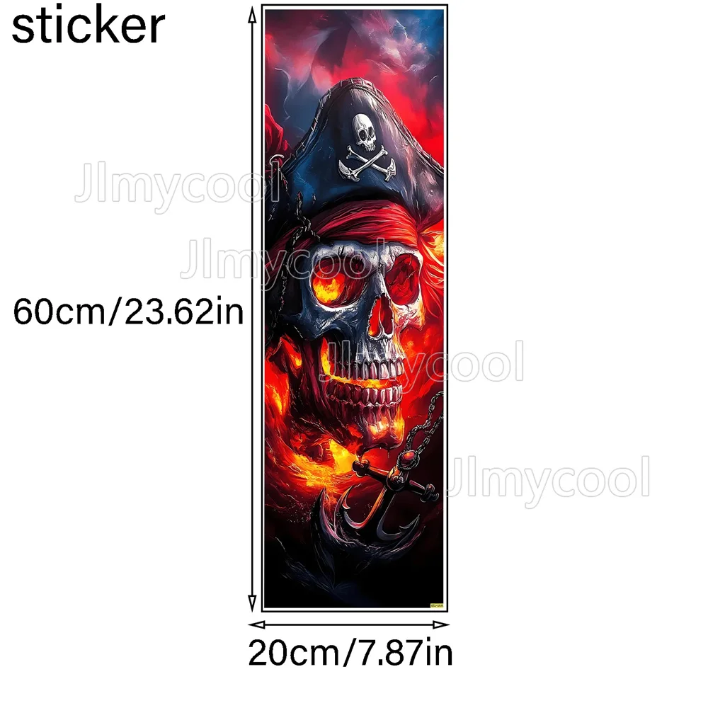 Flame Pirate Skull Pattern Scooter Stickers Scooter Mat Sticker Personalized Cool DIY Skateboard Accessoriess