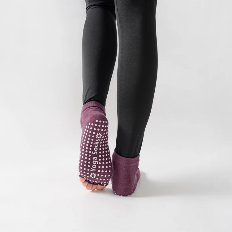 Frauen rücken freie Fünf-Zehen-Yoga-Socken rutsch feste Baumwolle Damen tanzen Balletts ocken öffnen halb atmungsaktive Fitness-Sports ocke für Pilates – Detail 7