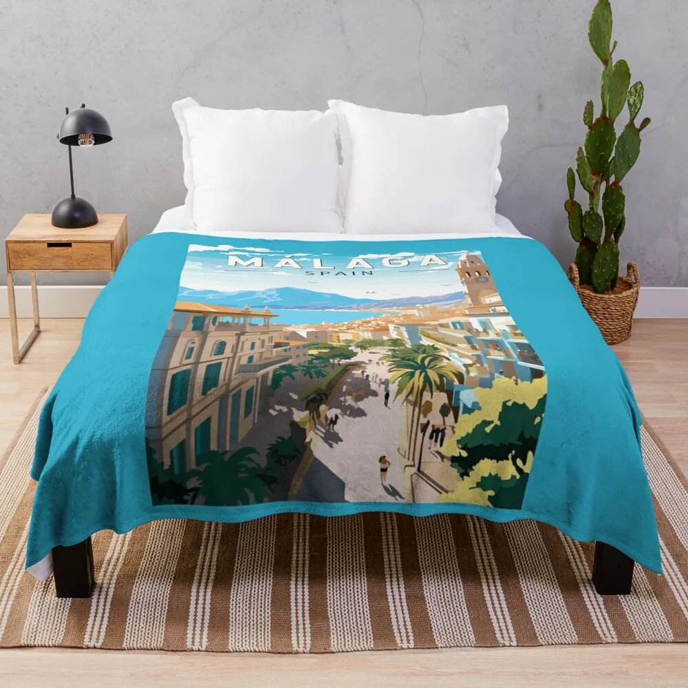 Malaga Spain Travel Art Vintage Throw Blanket christmas decoration for winter Blankets