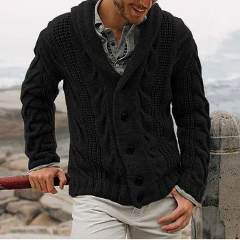 Knitted cardigan men's single-breasted loose models coarse needle sweater men's spring and fall outer wear 2