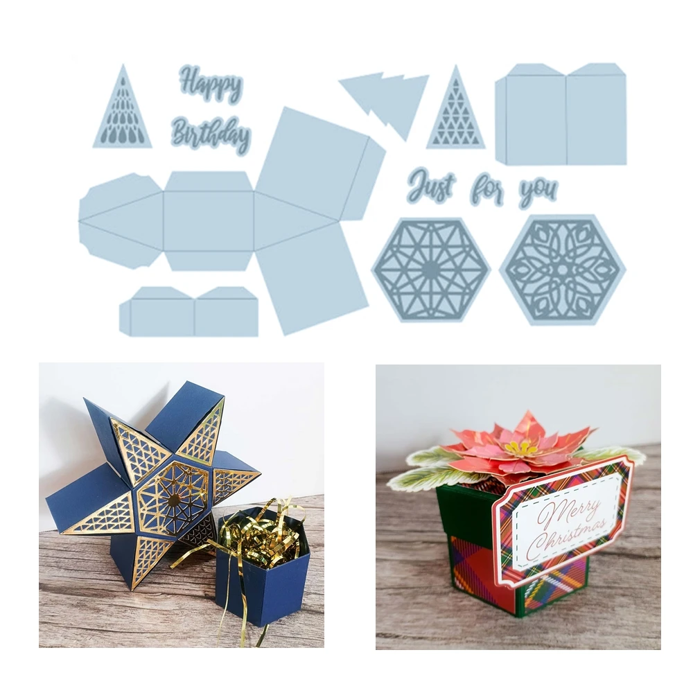 2025 New The 3D Chirstmas Star Box Builder Die Set Cutting Dies Scrapbooking Accessories Paper Making Supplies Frame Card Craft