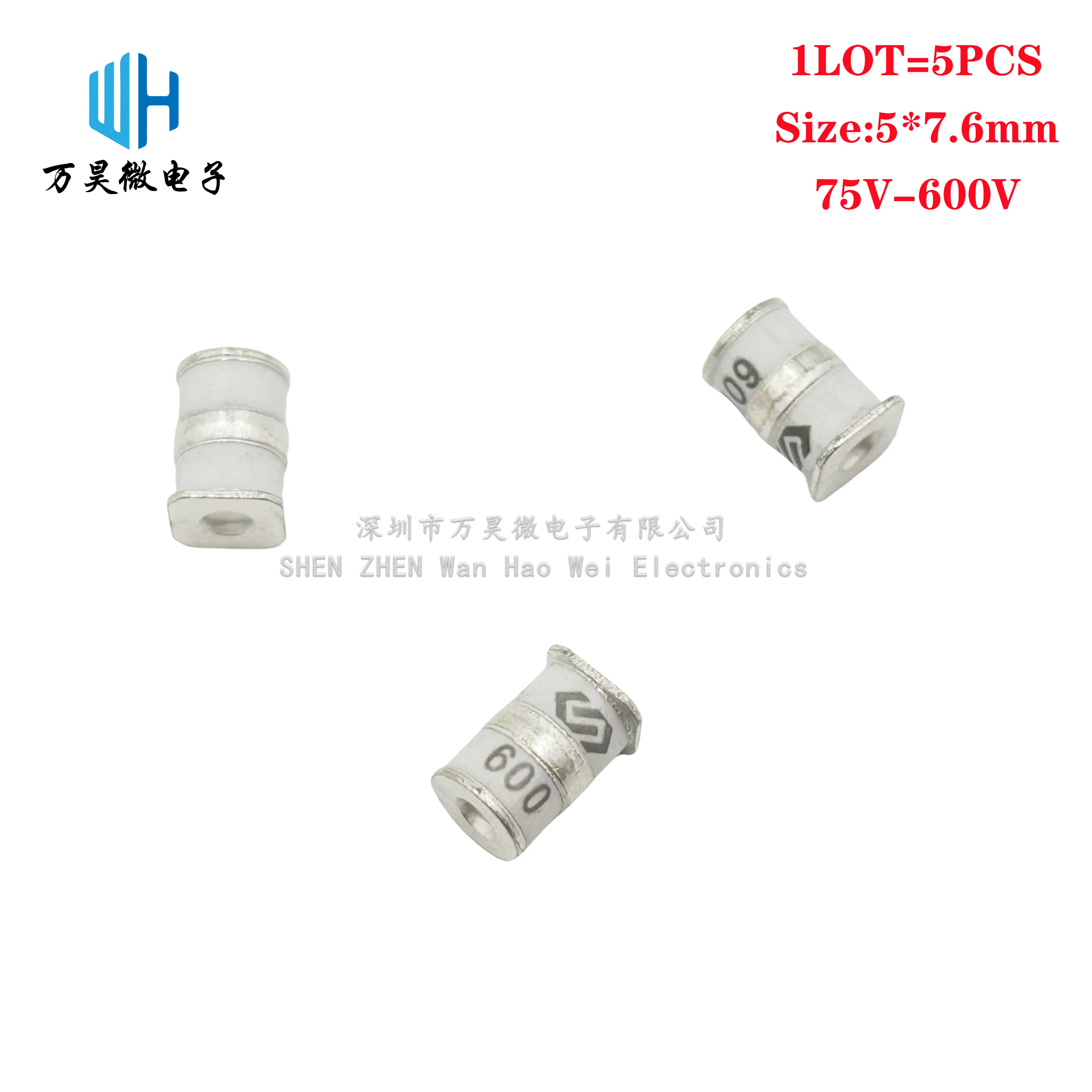 

5PCS/LOT ceramic gas discharge tube 5X7.6 5*7.6mm B3D090L/SE90/3SPC/3RL230M-5-S 75/150/350V 420V 470V 600V SMD Surge protective
