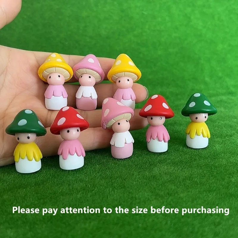 8pcs Mushroom Fairy Dolls Garden Decor Ornaments Creative Resin Micro Mushroom Cartoon Statues for Garden Decoration Supplies