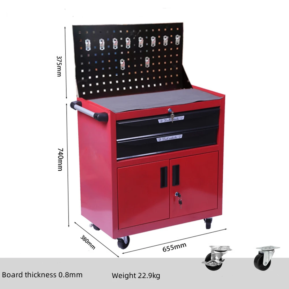 Drawer Style Car repair Tool Cart, Mobile Tool Cabinet, Handcart Maintenance Workshop, Double Door Parts Cabinet With Back Panel