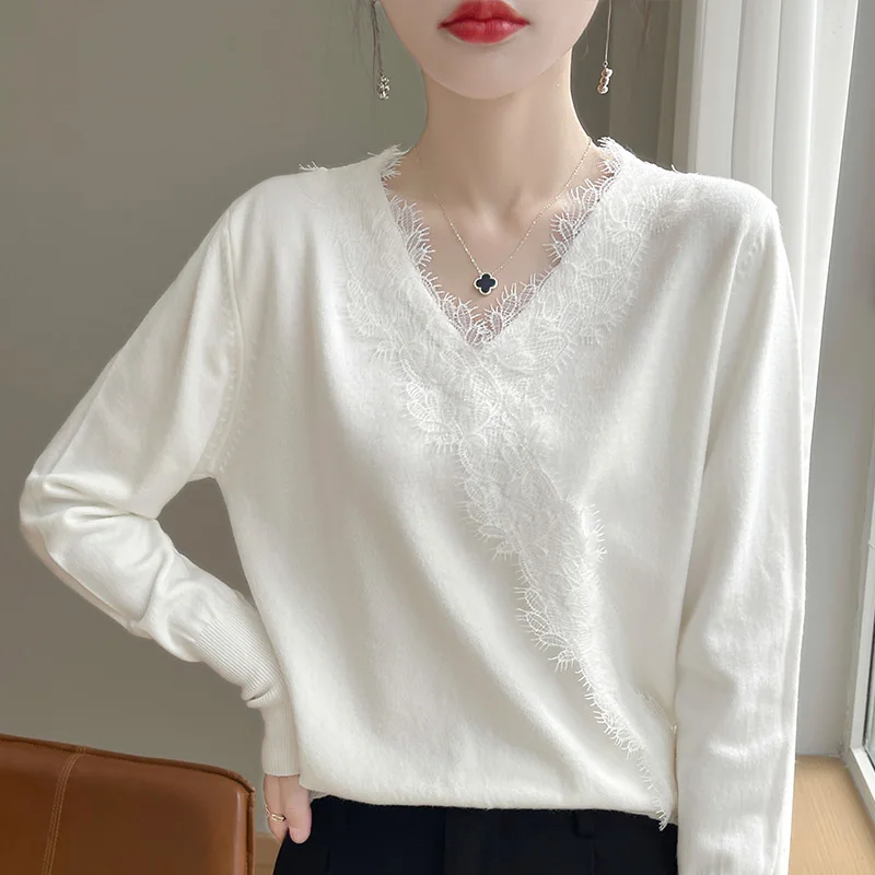 2024 New  Autumn and Winter Cashmere sweater women Casual V-Neck Cashmere sweater women fashion autumn warm pullover top