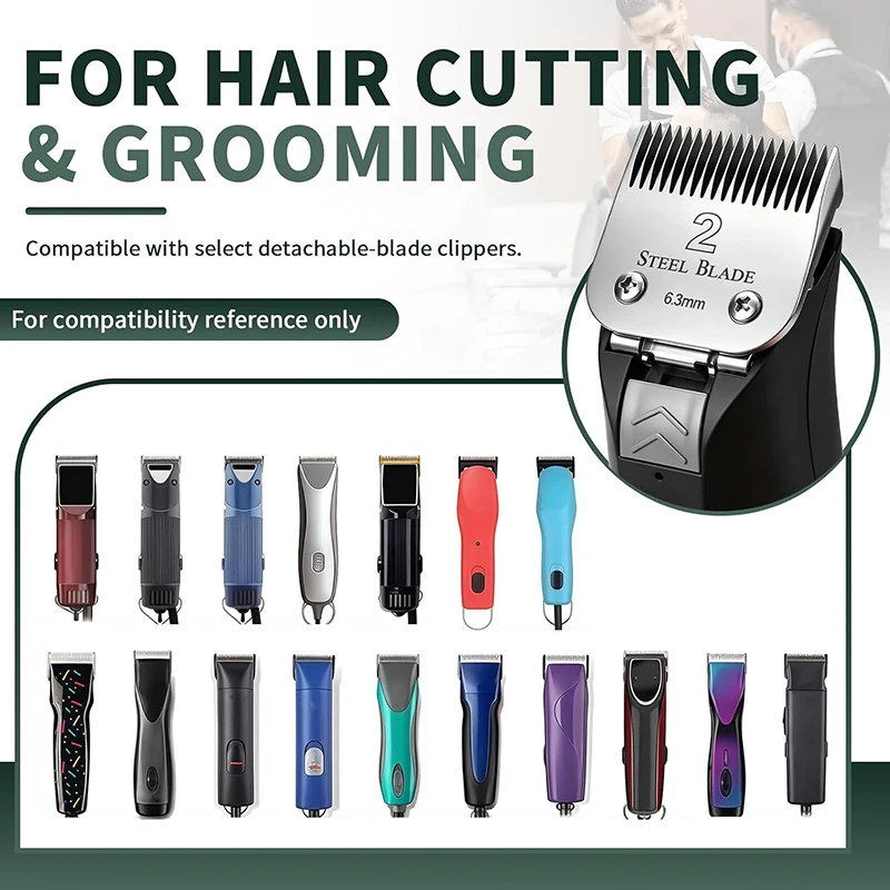 Size 2 Clipper Blade 6.3mm Haircut Professional Electric Clippers Compatible with Oster Classic 76 Silver Also Fits Andis A5 - view 4