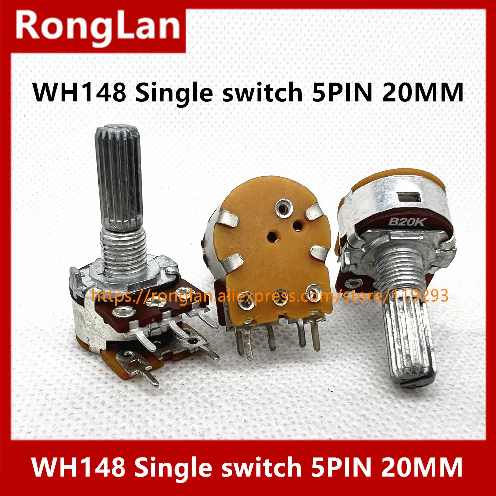 Supply volume potentiometer RV16 5PIN audio associated with single switch B1K B5K B10K B20K B50K B100K B250K B500K -20MM--50PCS