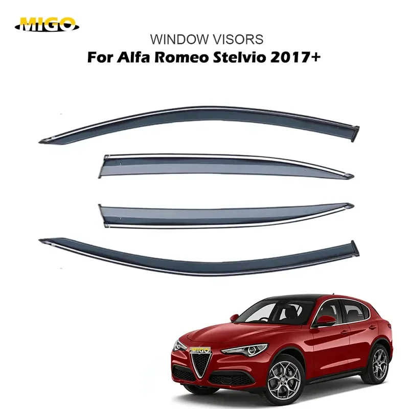 Durable Window Visor Wind Deflector Rain Guard for Alfa Romeo Stelvio 2017+ High Strength Anti-UV Auto Exterior Accessories