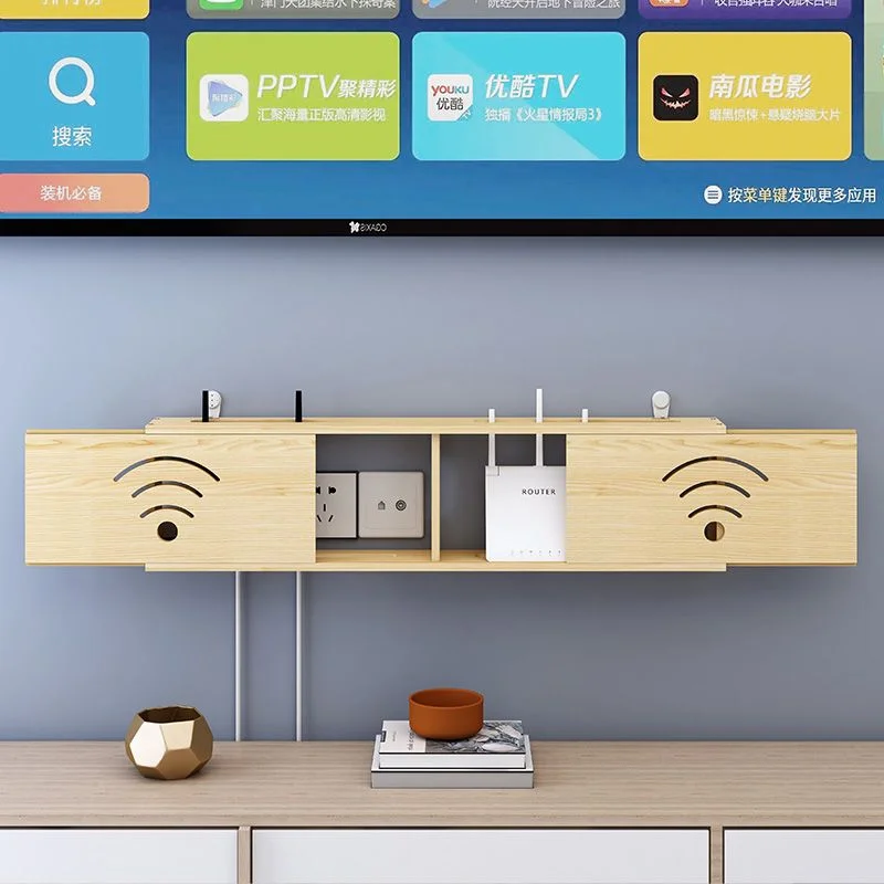 Large Wireless Router Rack Living Room Wall-Mounted WiFi Storage Box Wall Decoration TV Lower Plug-in Shielding Box Set-top Box