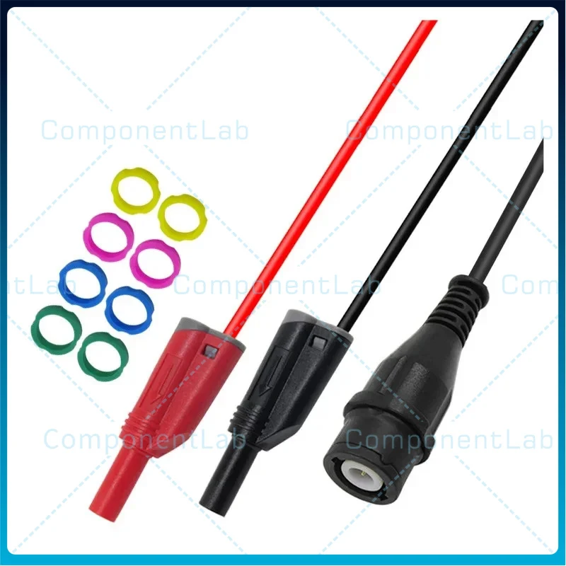 Fully Insulated BNC to Stackable Banana Plug 50 Ohm Q9 Adapter Test Lead for Oscilloscope Signal Generator