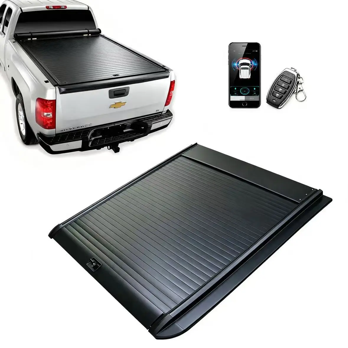 All Weather Retractable Truck Tonneau Cover Firm Mount Bed Shield For Chevrolet Silverado 2500 Field Work Pickup