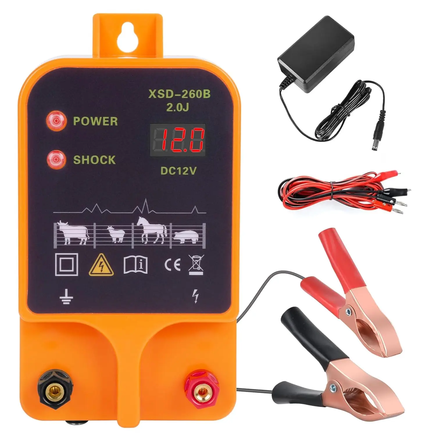 2J 10.5kV 6.32 Miles Plug-in Electric Fence Charger, High Voltage Energizer for Livestock Protection & Farm Wildlife Prevention