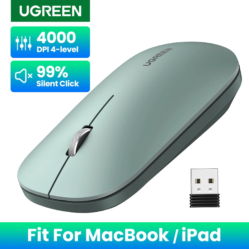 【Nowość】 ugreen bezprzewodowa mysz 4000 DPI ciche myszy dla MacBook Pro M1 M2 iPad Tablet komputer Laptop PC 2.4G bezprzewodowa mysz