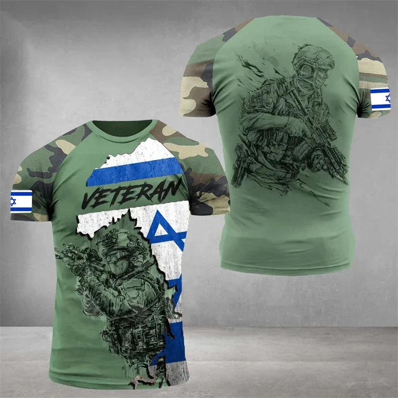 Israel National Flag T Shirt For Men Army Veteran Tactical Tops Military Camo 3d Printed Israeli T-shirt Soldiers Forest Tees