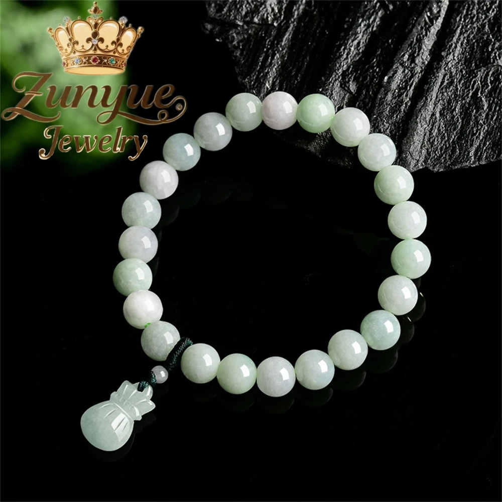 

Natural Burmese A-Grade Jade Money Bag Bracelet Ice-Type Jade Couple Men's And Women's Simple Fashion Bracelets Gift For Friend