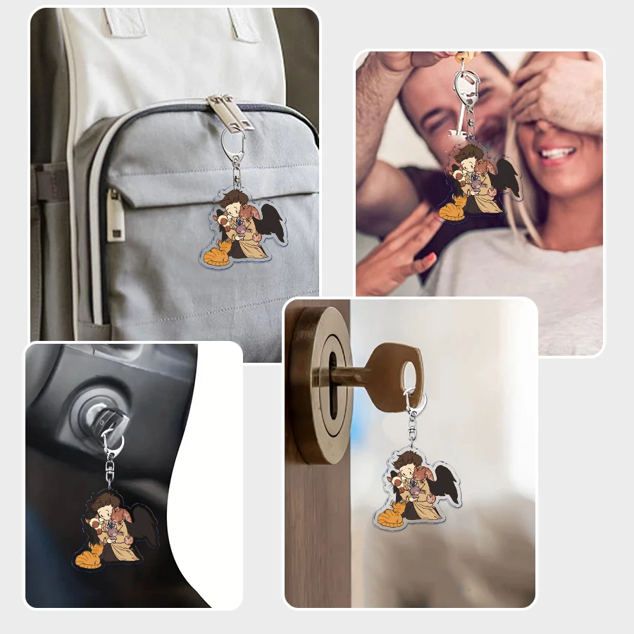 Fashion Supernatural Keychains Dean Sam Wcastiel Inchester Keyring for Accessories Bag Spn Key Chain Ring Jewelry Fans Gifts view 6