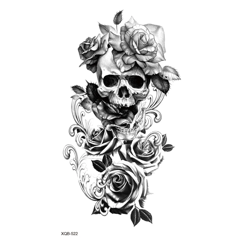 

Водостойкая временная татуировка для мужчин, стикер с черепом/цветком/красотой флэш-тату, s тату, боди-арт, хна, искусственная татуировка, 10 стилей
