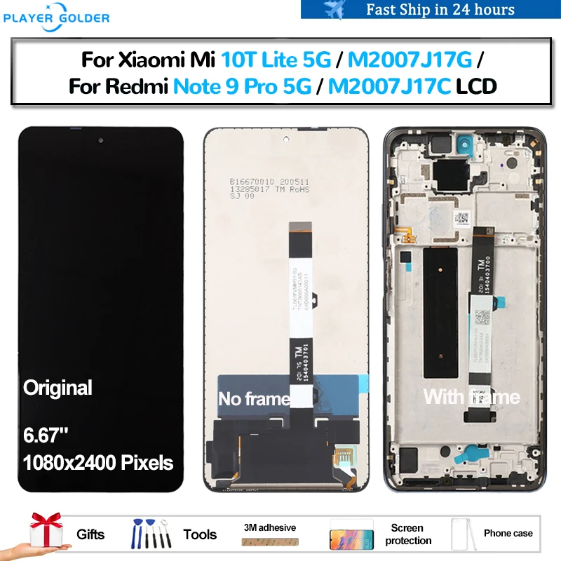 

Original For Xiaomi Mi 10T Lite 5G For Redmi Note 9 Pro 5G Pantalla lcd Display Touch Panel Screen Digitizer Assembly Repair LCD