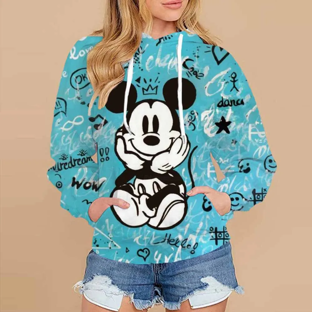 Disney Minnie Mickey Mouse Kawaii regalo Kpop divertente felpa con cappuccio moda Cartoon Graphic felpe felpa donna abbigliamento invernale donna