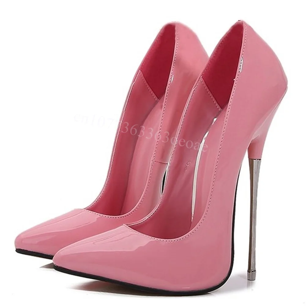 Metalen Hakken Roze Pumps Lakleer Ondiepe Schoenen voor Vrouwen Dunne Hoge Hakken Mode Schoenen voor Feest 2025, Zapatos Para Mujere