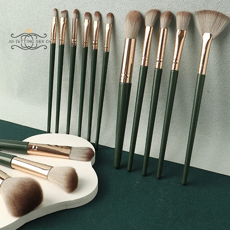14 pièces pinceaux de maquillage ensemble doux visage yeux maquillage brosse fard à paupières brosse sourcil mettre en évidence lèvres brosse multifonctionnelle débutant