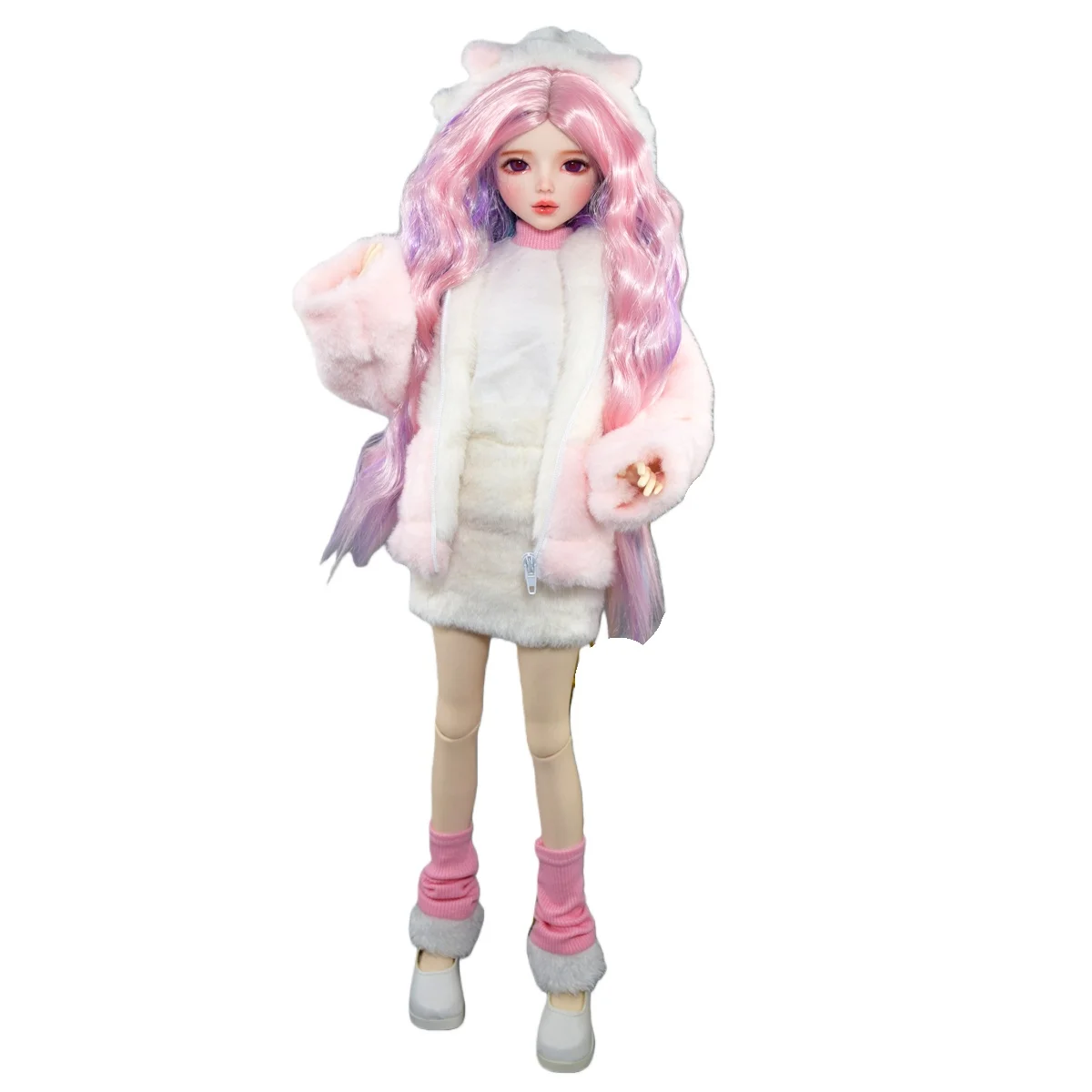 YUTOTUE 22 inch Girl BJD Doll Removable Fashion Outfits Curly Wigs Handpainted Makeup Face Lifelike