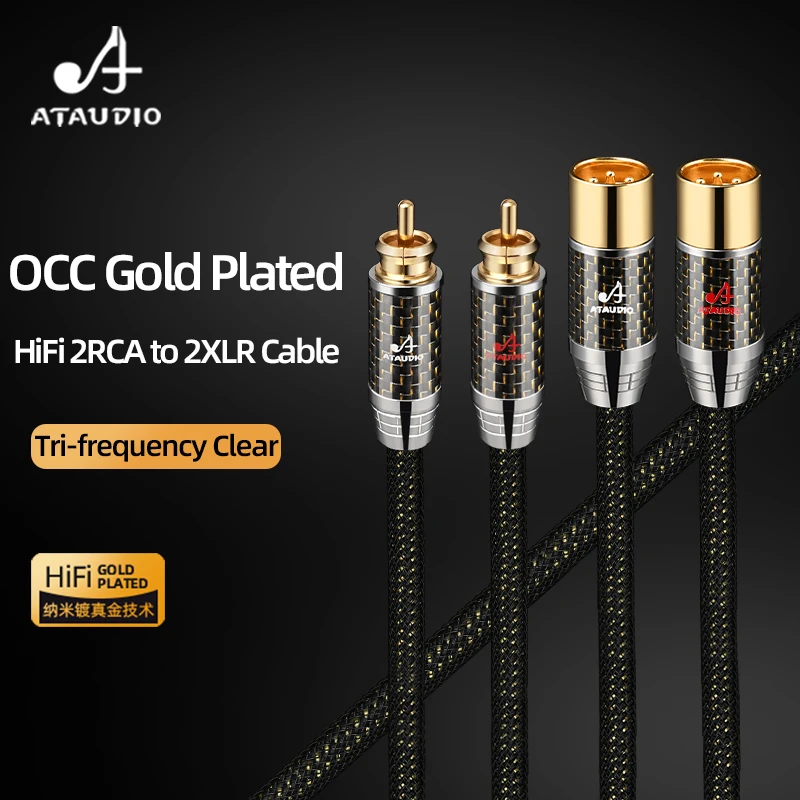 ATAUDIO Hi-end OCC Gold Plated 2RCA to 2XLR HiFi Audio Cable Dual RCA to Dual XLR Balanced Wire for Amplifier Microphone