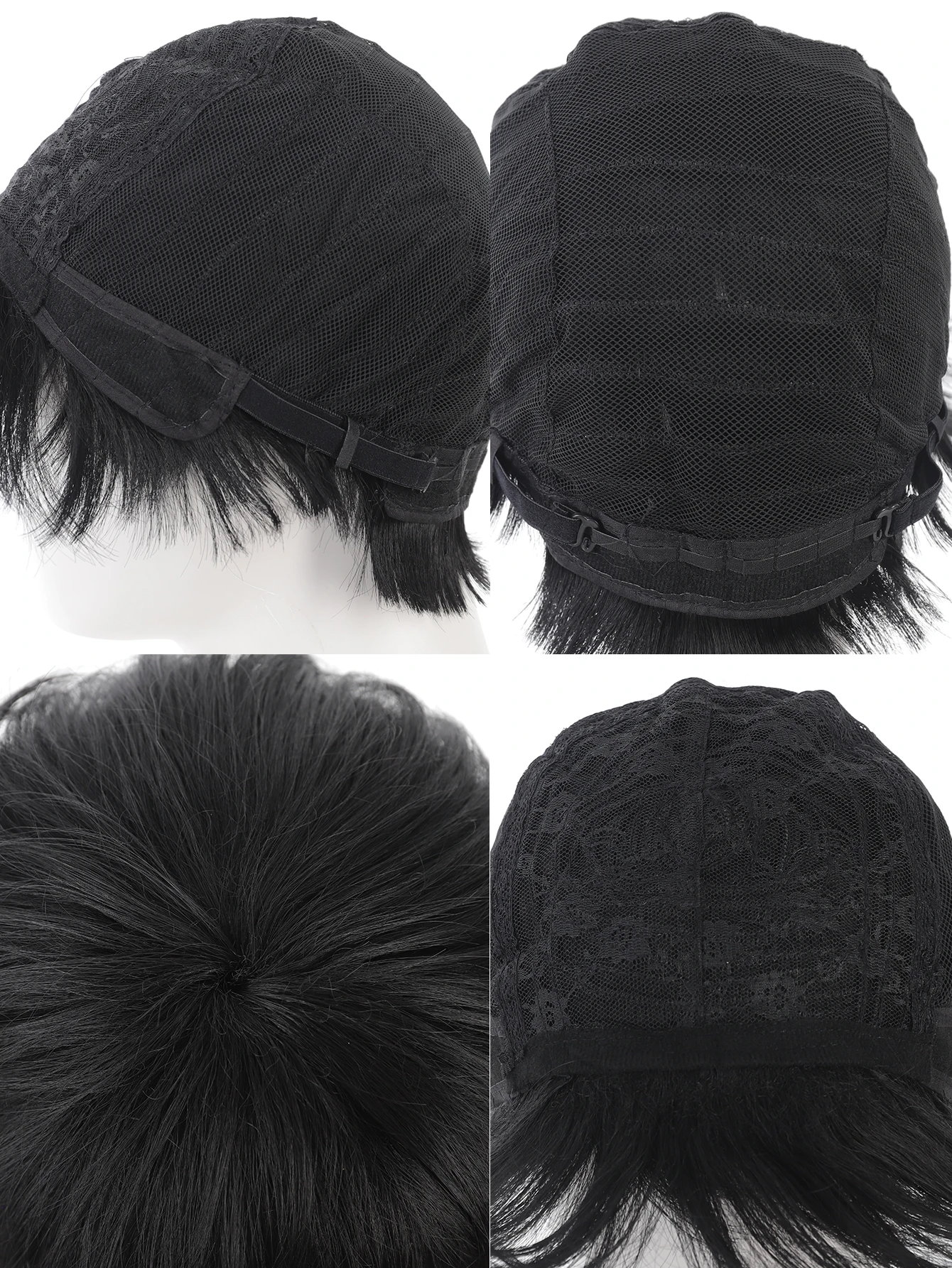 Short Hair Cosplay Wigs Male Women Party Black High Temperature Fiber Synthetic Hair Wigs image 3