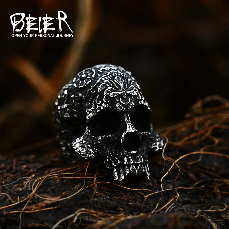 BEIER  new store 316L Stainless Steel Skull  ring top quality products Man\'s Vampire Fashion Rock Punk Jewelry BR8-149