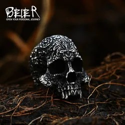 BEIER  new store 316L Stainless Steel Skull  ring top quality products Man's Vampire Fashion Rock Punk Jewelry BR8-149