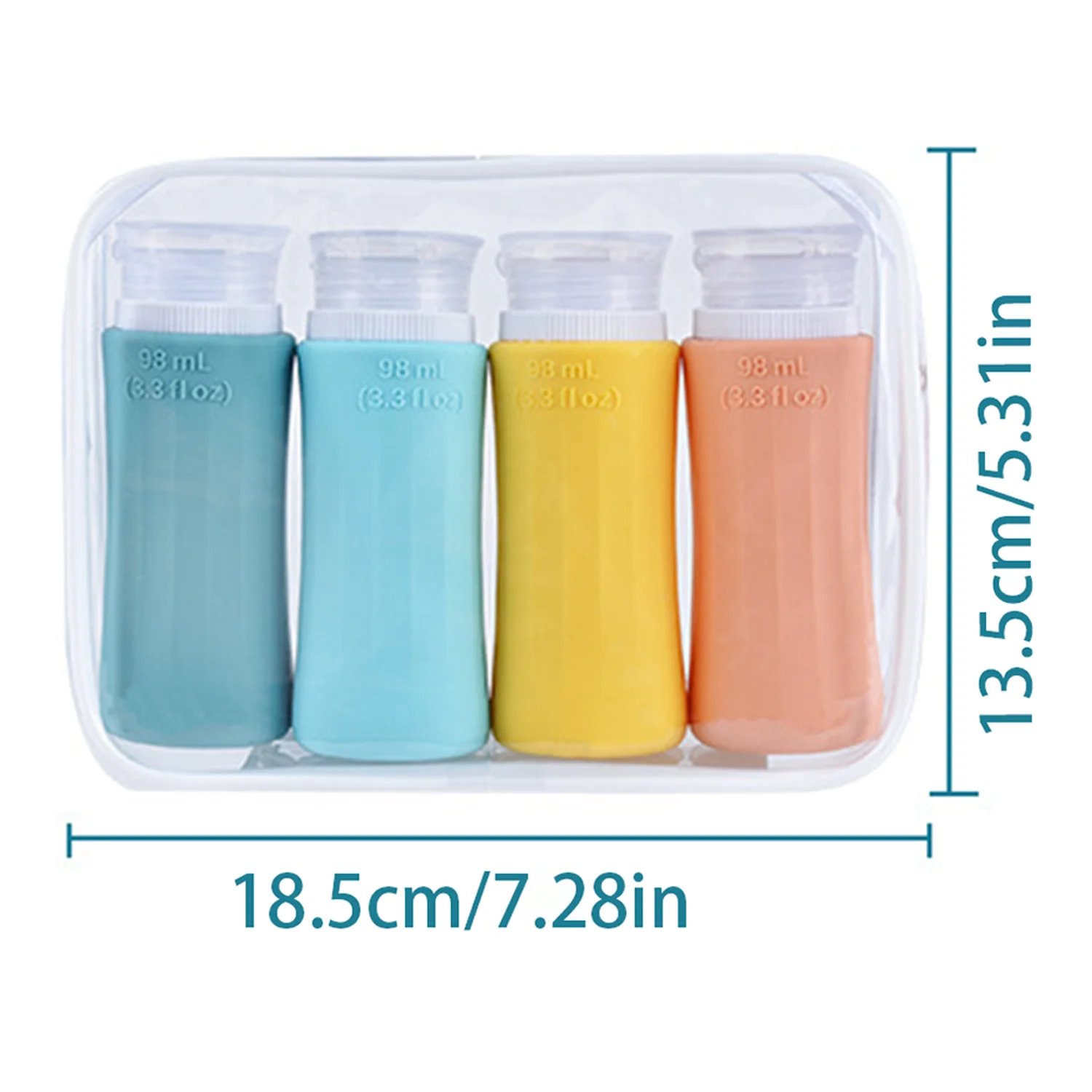 

Leak Proof Silicone Travel Size Containers Bottles for Toiletries, TSA Approved Toiletry Bag, 3.3 fl oz Can be Carried on Airpla