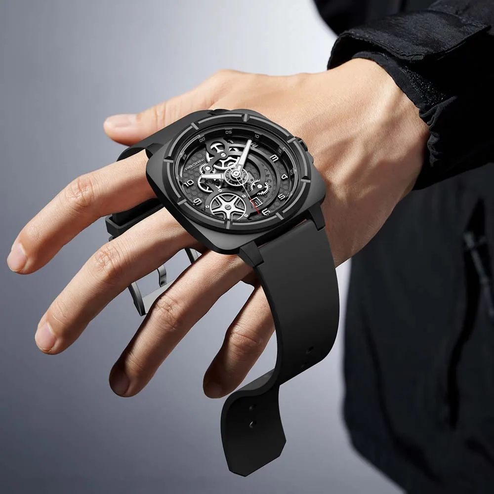 أزياء الرجال الرياضة ووتش حزام السيليكون ساعات كوارتز عالية الجودة للماء مضيئة عارضة الميكانيكية نمط العصرية الرجال الهدايا