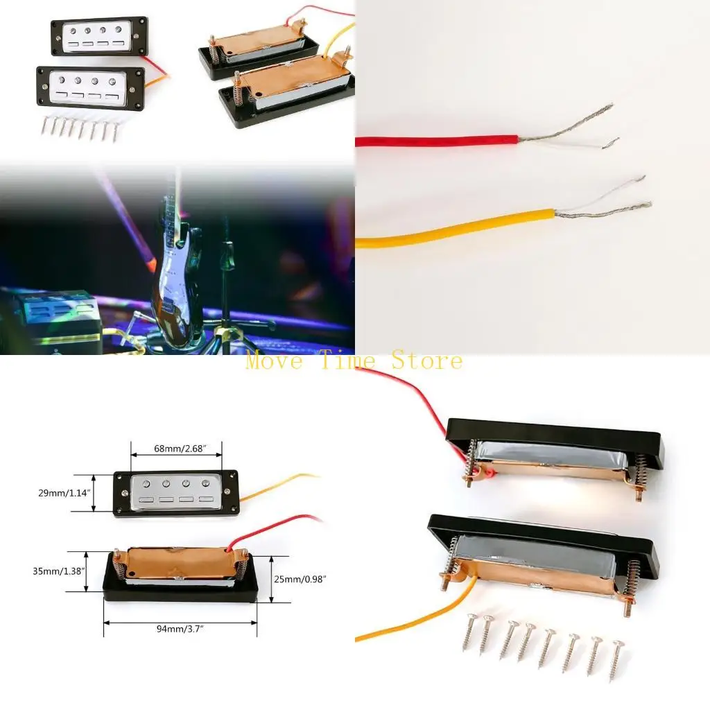 

92ME 2Pcs Bass Guitar Pickups, Double Coil 4-String Electric Bass Mini Bass Bridge Pickup & Neck with Screw Kits Replacement
