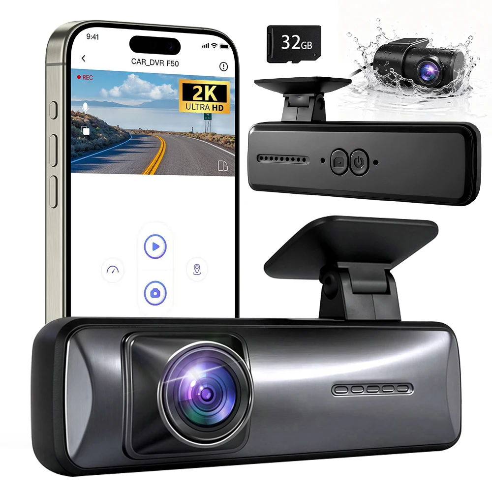 

2K Dash Cam for cars, G-Sensor, 5G WIFI, Dual camera Front and Rear, Night Vision, Wide Angle, Car DVR , Camera, Loop Recording