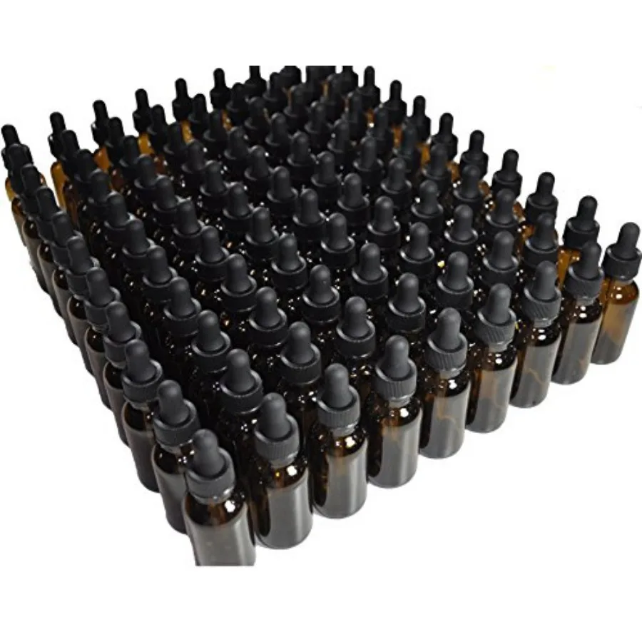 

DropperStop™ 1oz Amber Glass Dropper Bottles 30mL with Tapered Glass Droppers - Pack of 99