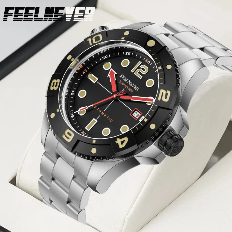 FeelNever Top Brand Luxury Mechanical Watch Automatic Movement 500M Waterproof 316L Stainless Steel Watches for Men MIYOTA 8215 view 6