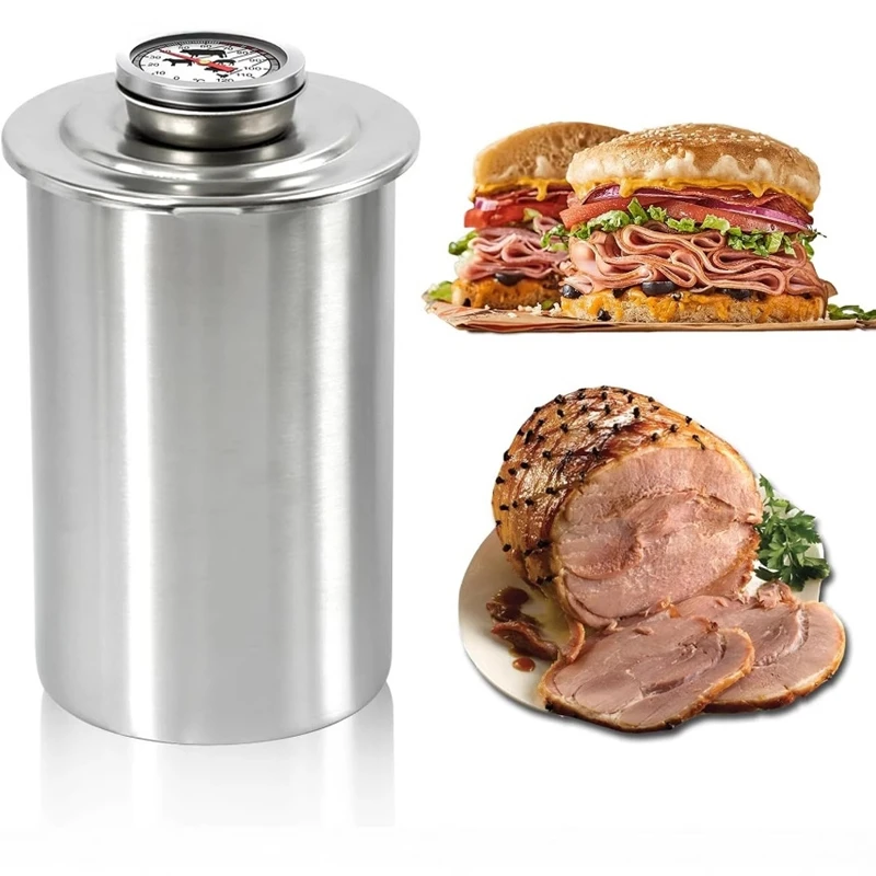 Lunch Meat Maker Hamburger Ham Press Tool Stainless Steel Pressing Mold With Dial Thermometer Compression Spring