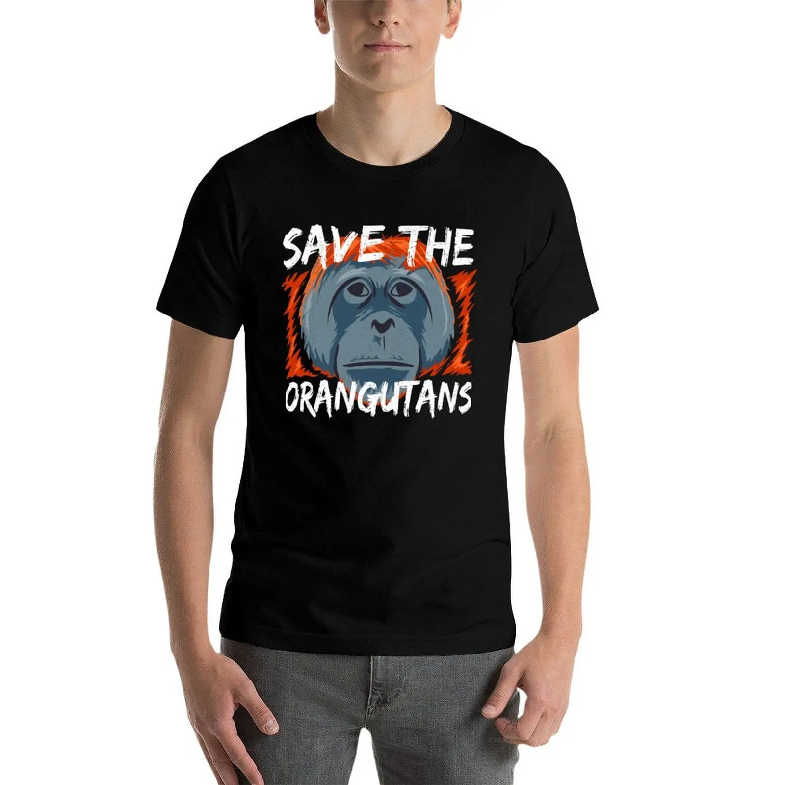 تي شيرت Save the Orangutans - تي شيرت رجالي للحفاظ على Orangutans تي شيرت مضحك تي شيرت قطني