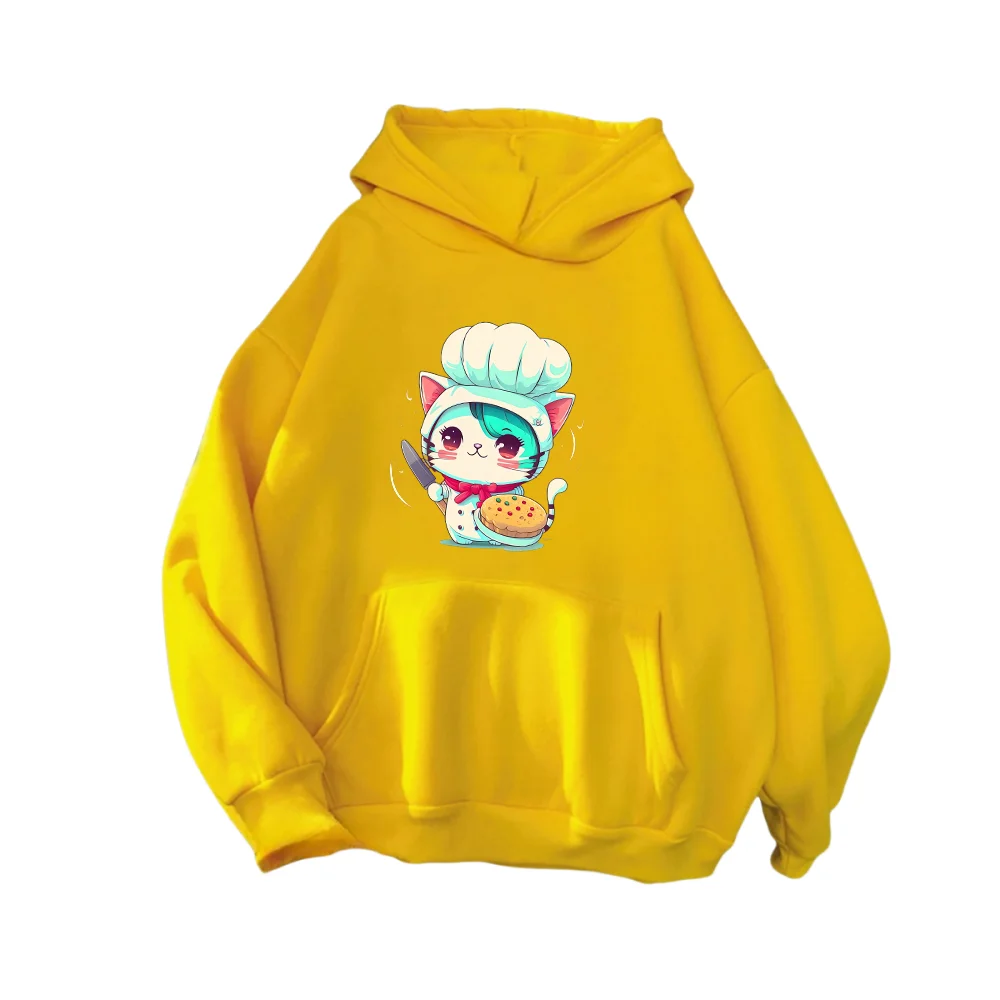 y2k Chef Fortune Cat hoodies streetwear kawaii harajuku sweatshirt ropa women men winter clothes outerwear outfits cute kawaii